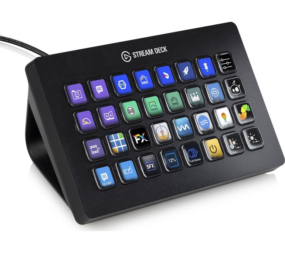 Elgato Stream Deck XL - Advanced Studio Controller, 32 Macro Keys, Trigger Actions in Apps and Software Like OBS, Twitch, ​YouTube and More, Works with Mac and PC, Black