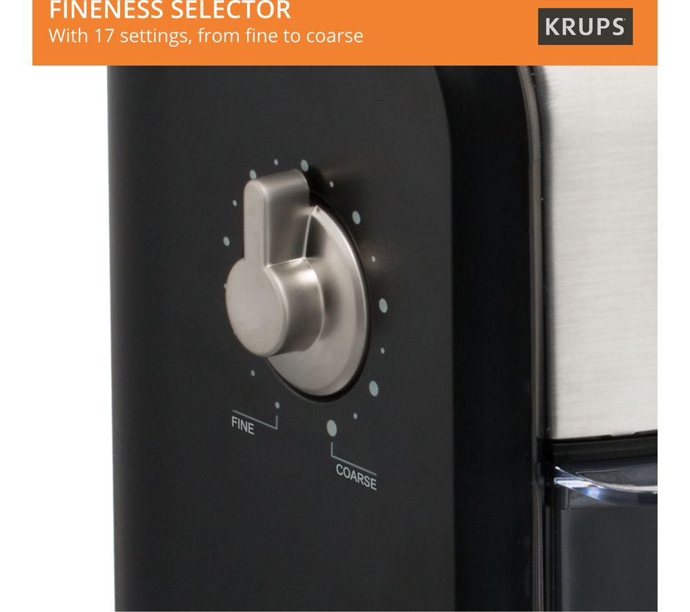 KRUPS Expert Burr GVX23140 Electric Coffee Grinder - Black & Stainless Steel image number 3 of 7