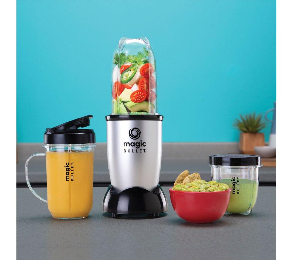 NutriBullet 1485 Magic Bullet 4pc Blender, Mixer & Food Processor, Silver  01485