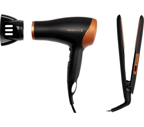 Buy REMINGTON D3012GP Hair Dryer & Hair Straightener Set - Black & Bronze |  Currys