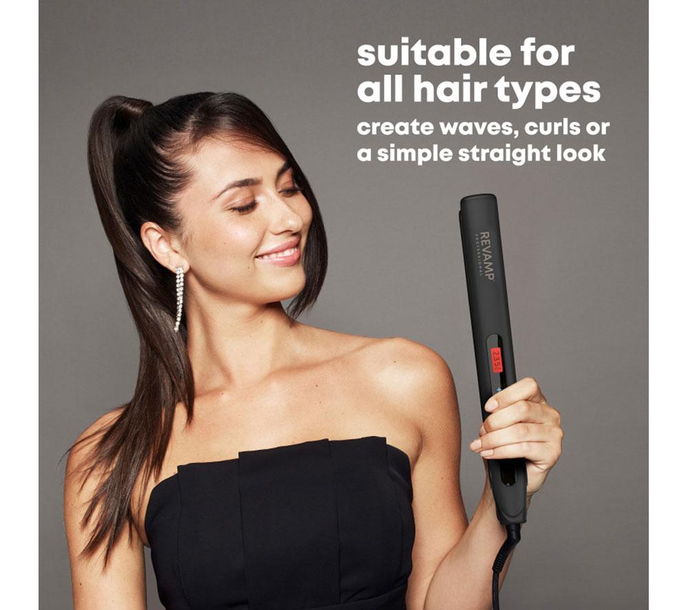 REVAMP Touch Digital Ceramic Hair Straightener - Black image number 6 of 17