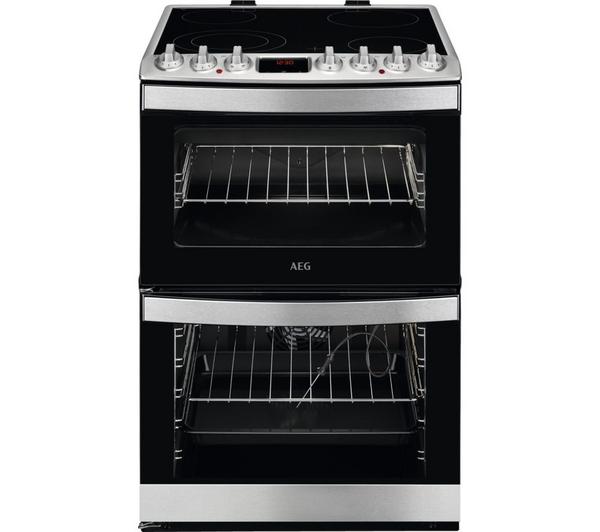AEG CCB6760ACM 60 cm Electric Ceramic Cooker - Stainless Steel & Black image number 0