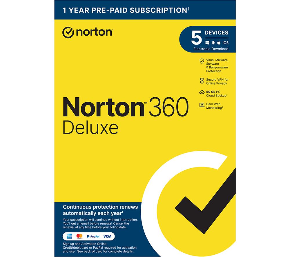 NORTON 360 Deluxe - 1 year for 5 devices