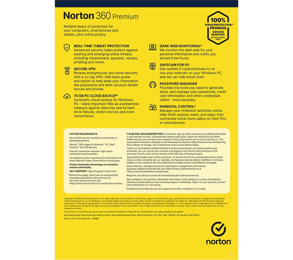 NORTON 360 Premium - 1 year (automatic renewal) for 10 devices image number 2 of 8