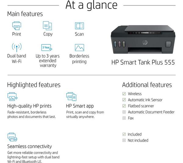 HP Smart Tank Plus 555 All-in-One Wireless Inkjet Printer image number 10