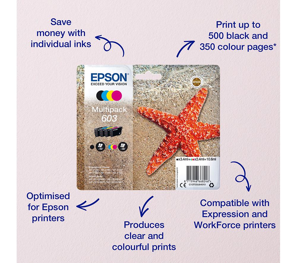 EPSON 603 XL Starfish Cyan, Magenta, Yellow & Black Ink Cartridges - Multipack image number 2 of 7