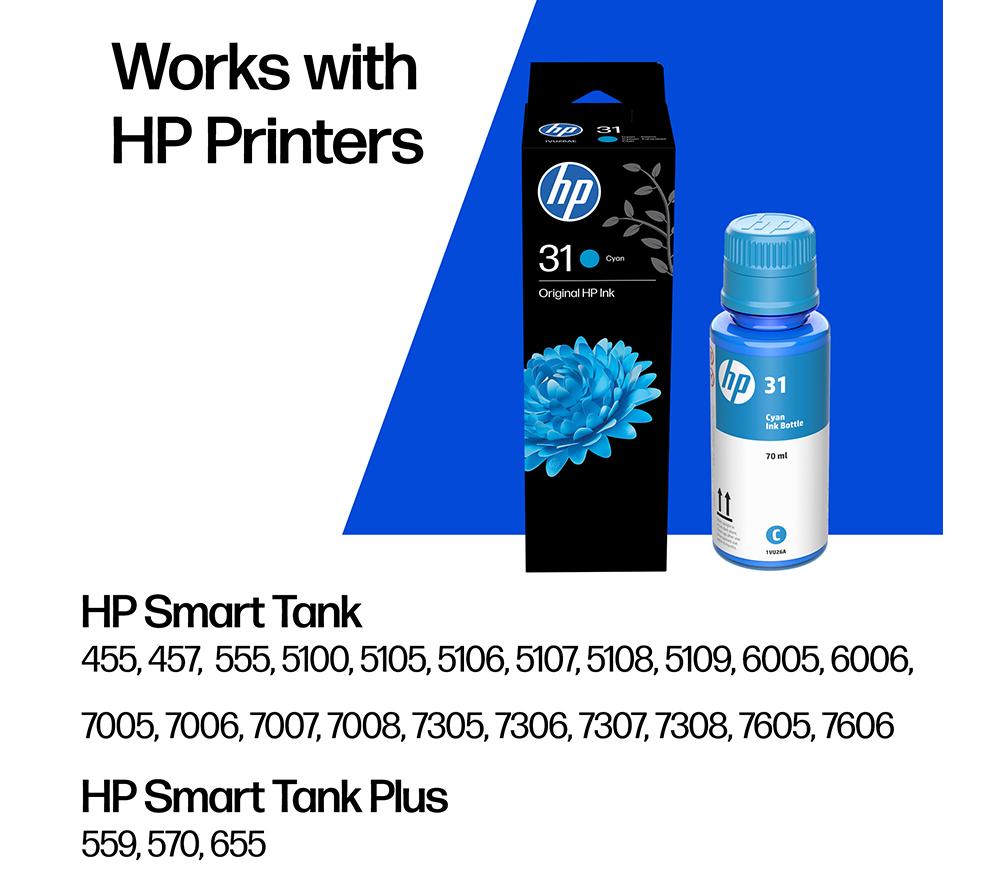 HP 31 Original Cyan Ink Bottle image number 3 of 10