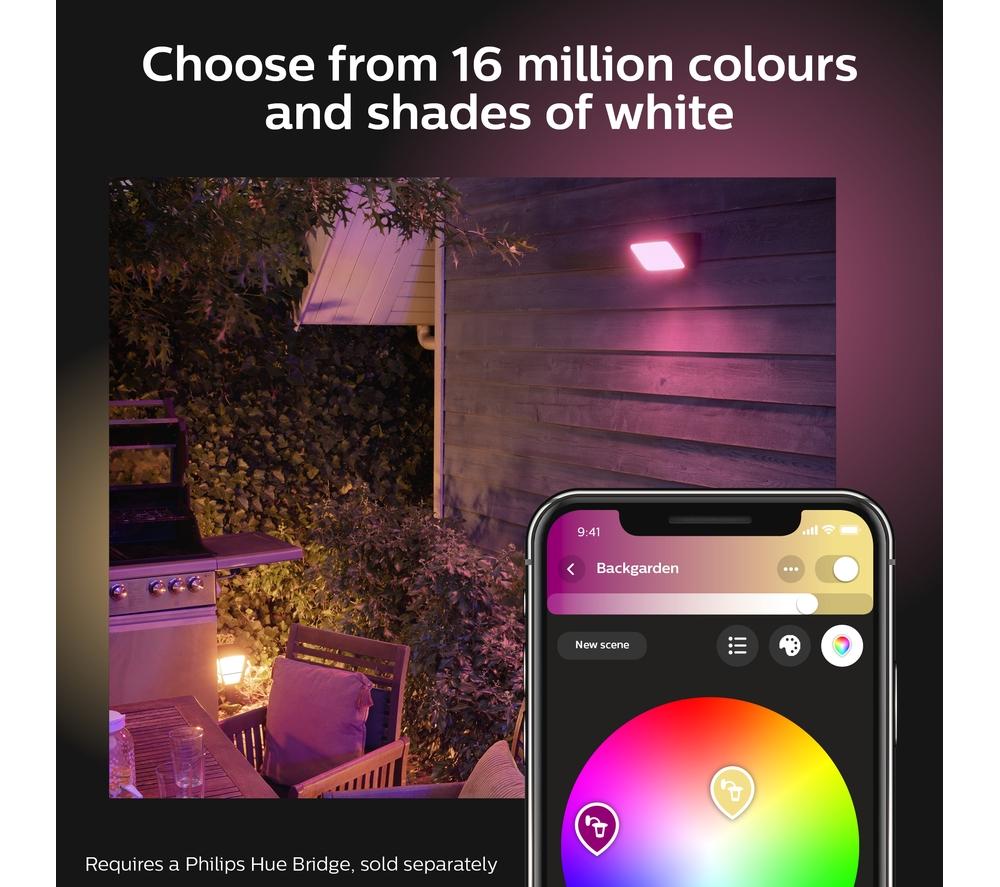 PHILIPS HUE Discover White & Colour Ambiance Smart Outdoor LED Floodlight - Black image number 3 of 8