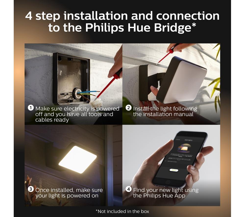 PHILIPS HUE Discover White & Colour Ambiance Smart Outdoor LED Floodlight - Black image number 5 of 8