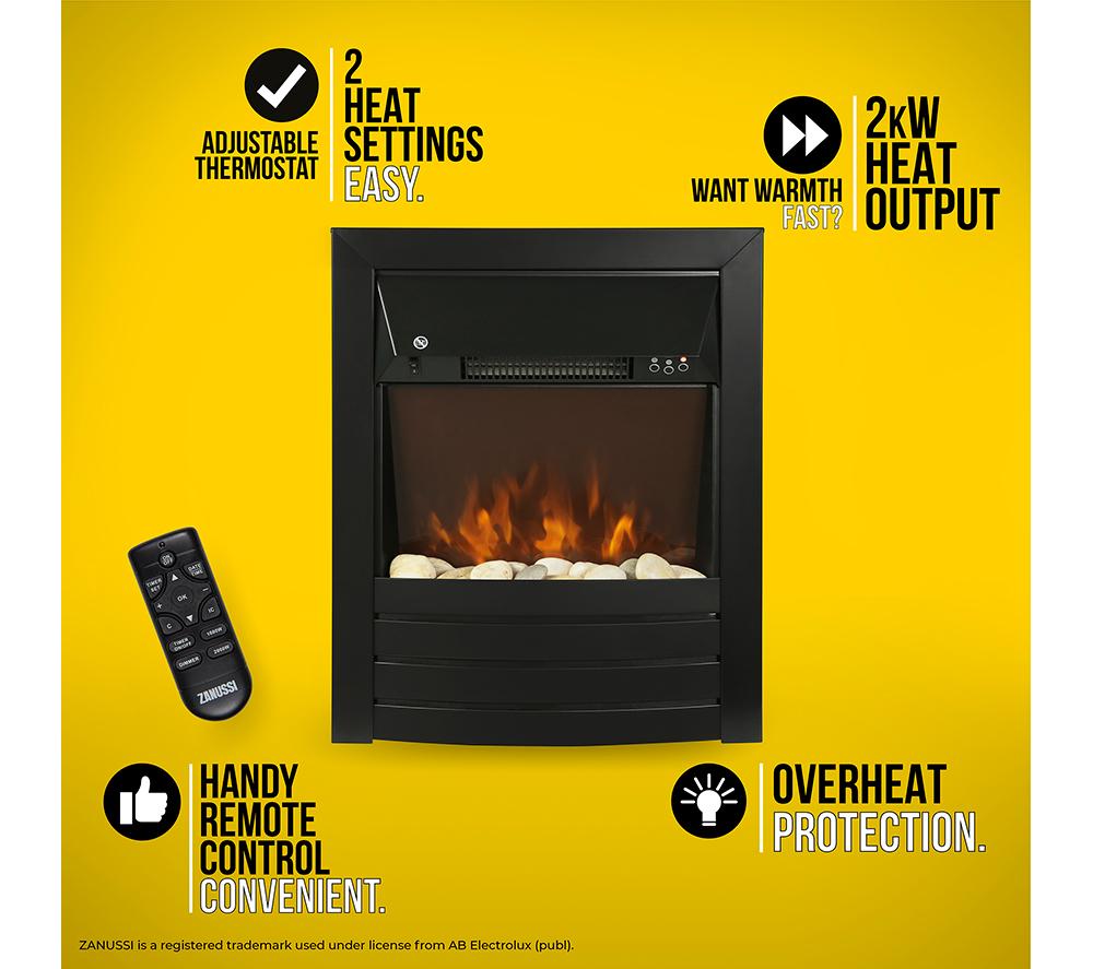Buy ZANUSSI ZEFIST1003B Wall Mounted Electric Fireplace Black Currys