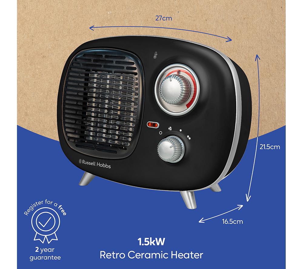 Buy RUSSELL HOBBS RHRETPTC2001 Retro Fan Heater - Black | Currys