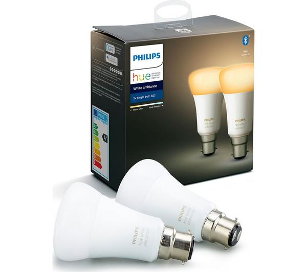 PHILIPS HUE White Ambiance Bluetooth LED Bulb - Twin Pack, B22 image number 0