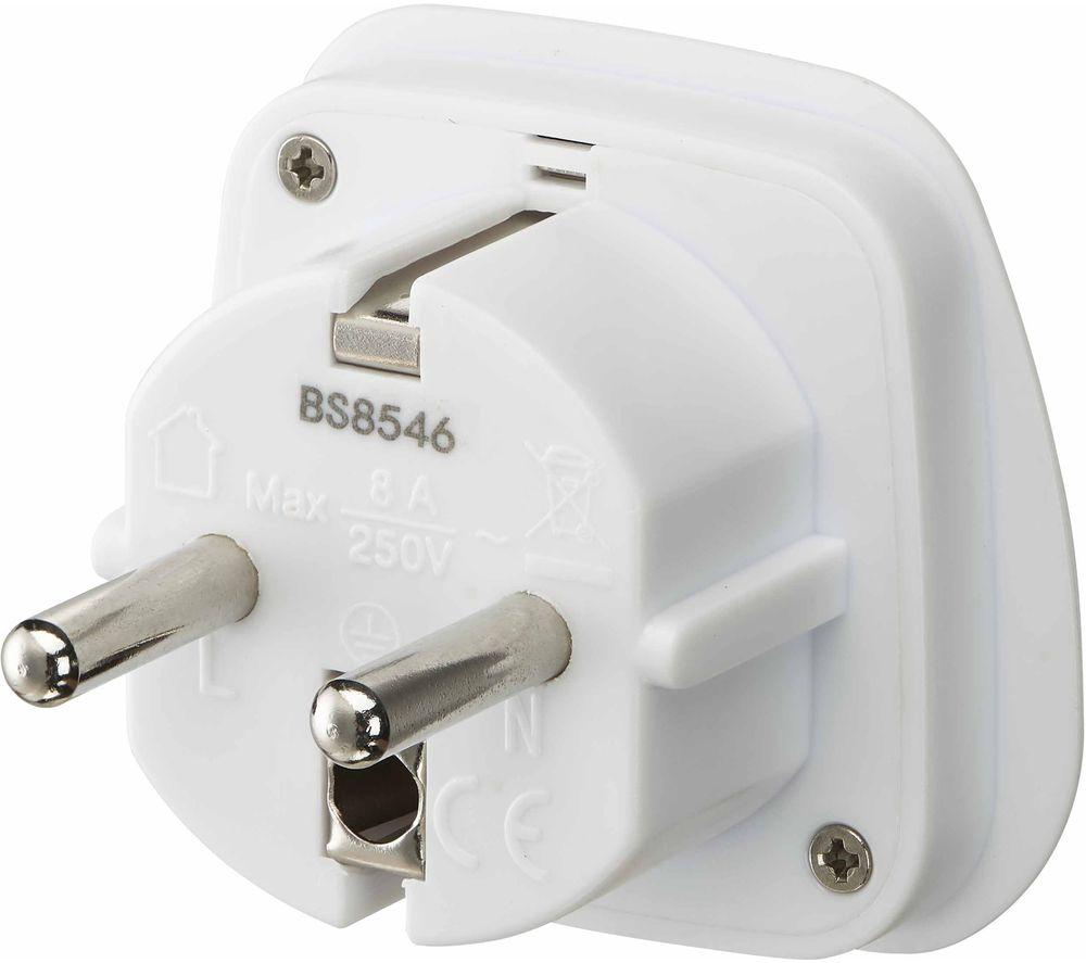 LOGIK LUKEU20 UK to EU Travel Plug Adapter - Pack of 2, White