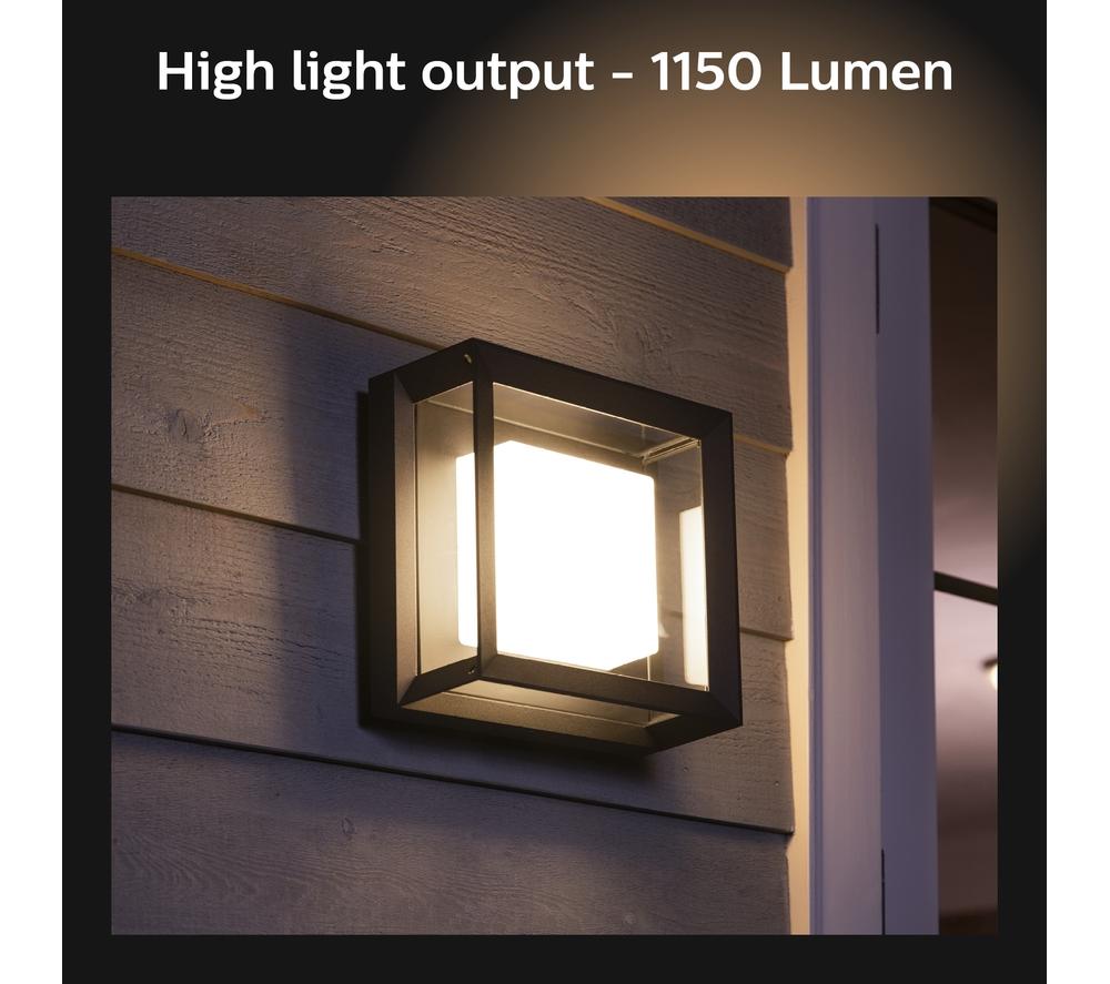 PHILIPS HUE Econic White & Colour Ambiance Smart Outdoor LED Wall Light - Black image number 3 of 10