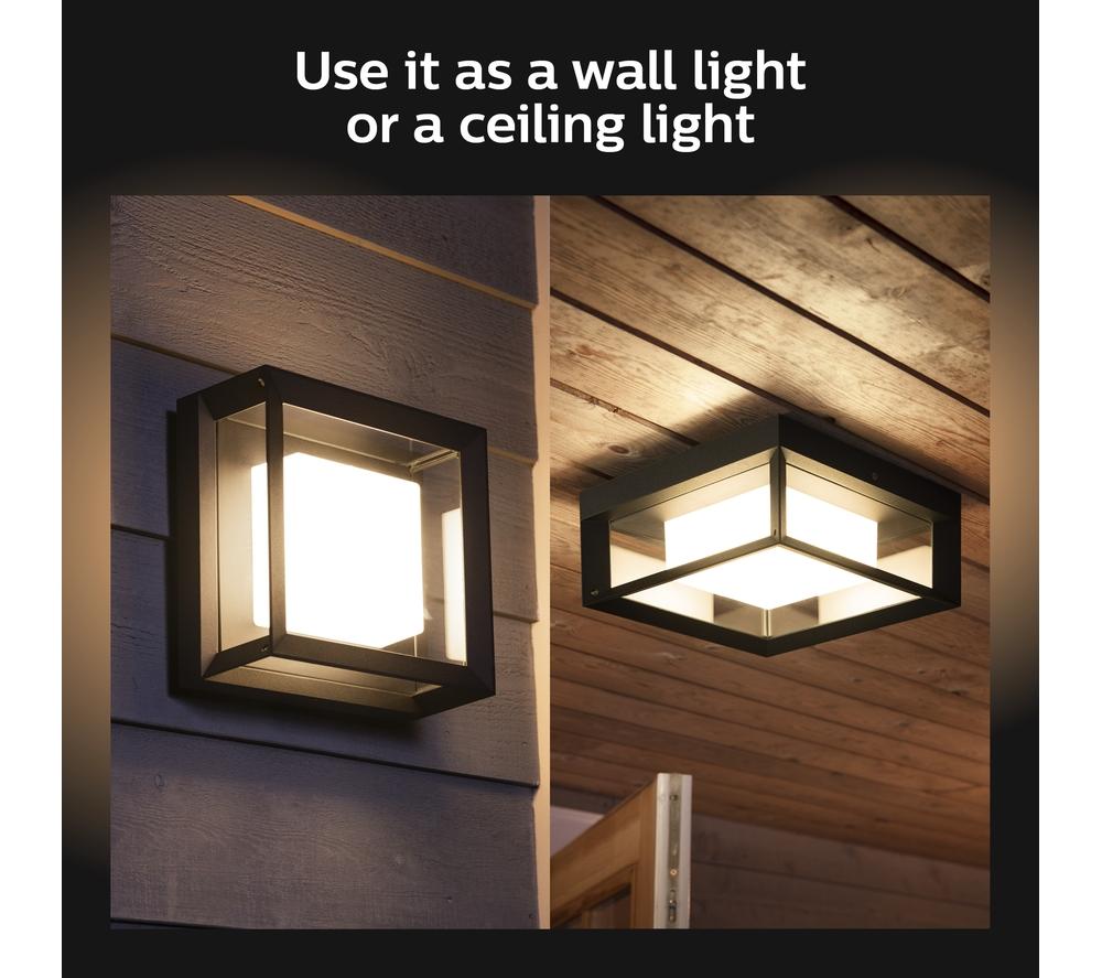 PHILIPS HUE Econic White & Colour Ambiance Smart Outdoor LED Wall Light - Black image number 5 of 10