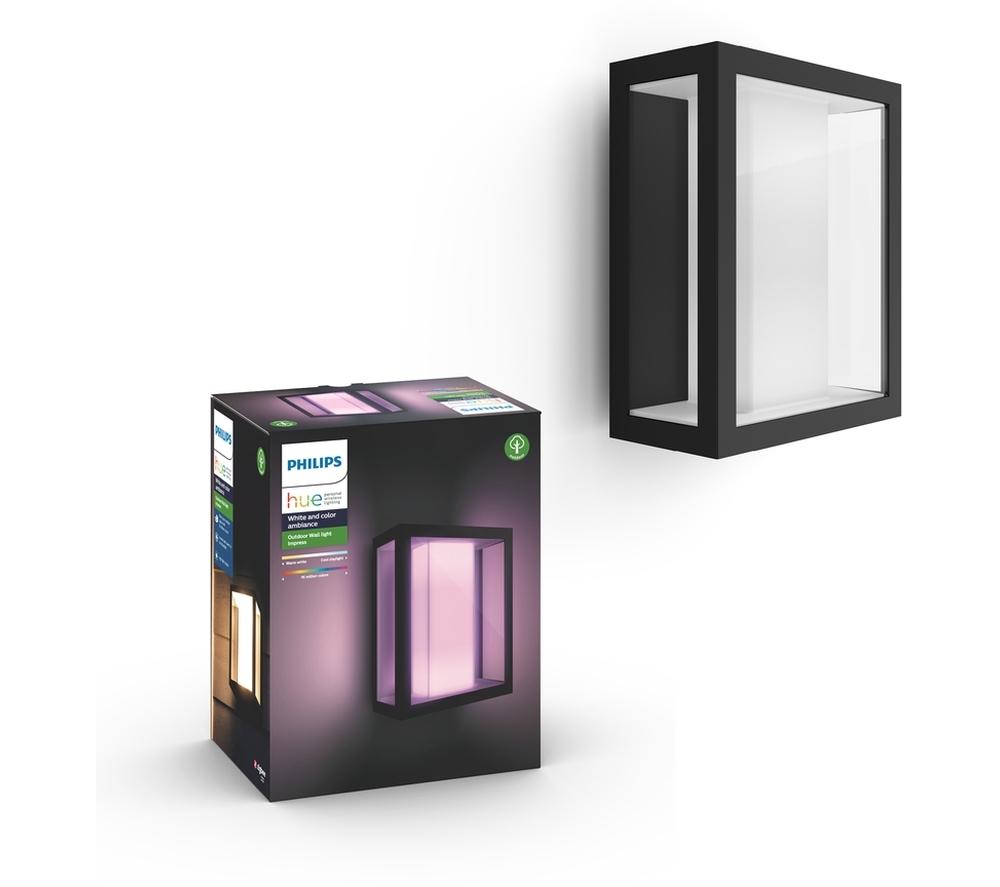 PHILIPS HUE Impress White & Colour Ambiance Smart Outdoor LED Wall Light - Black, Large thumbnail