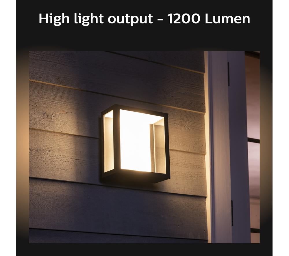 PHILIPS HUE Impress White & Colour Ambiance Smart Outdoor LED Wall Light - Black, Large image number 4 of 11