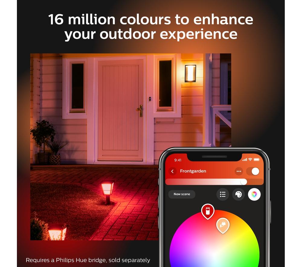 PHILIPS HUE Impress White & Colour Ambiance Smart Outdoor LED Wall Light - Black, Large image number 5 of 11