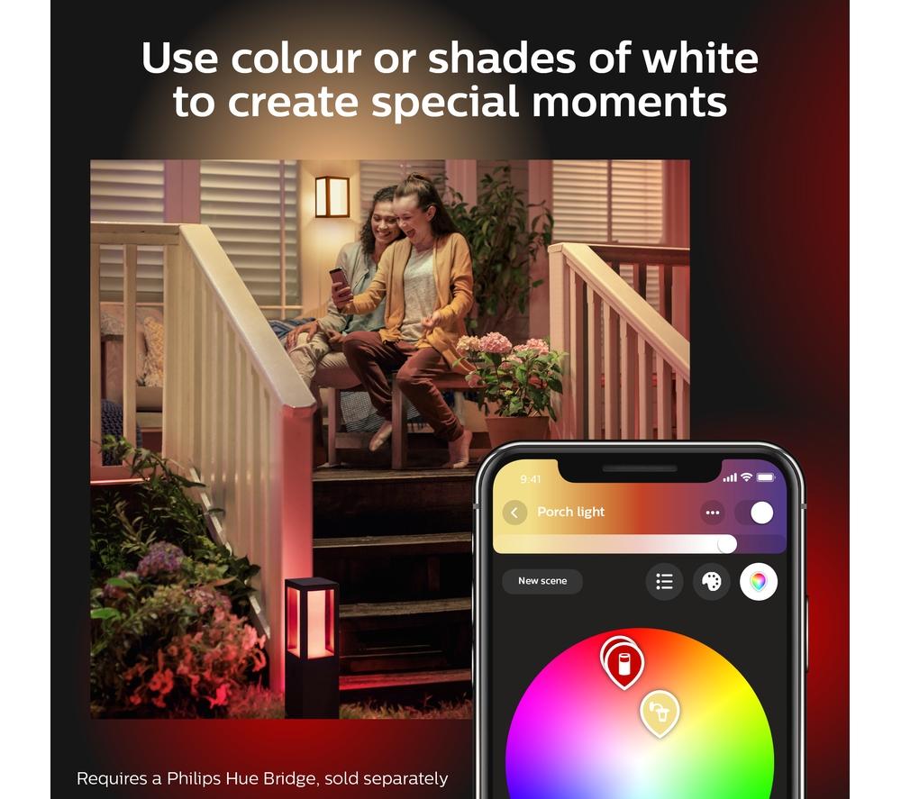 PHILIPS HUE Impress White & Colour Ambiance Smart Outdoor LED Wall Light - Black, Large image number 6 of 11