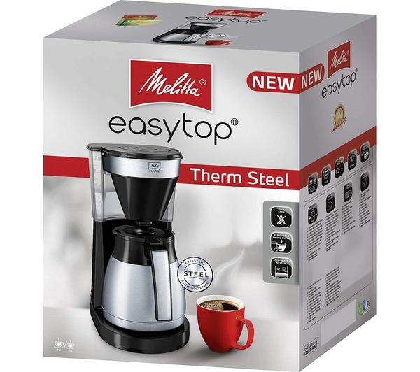 MELLITA Easy Top Therm II Filter Coffee Machine Black & Stainless Steel | Currys