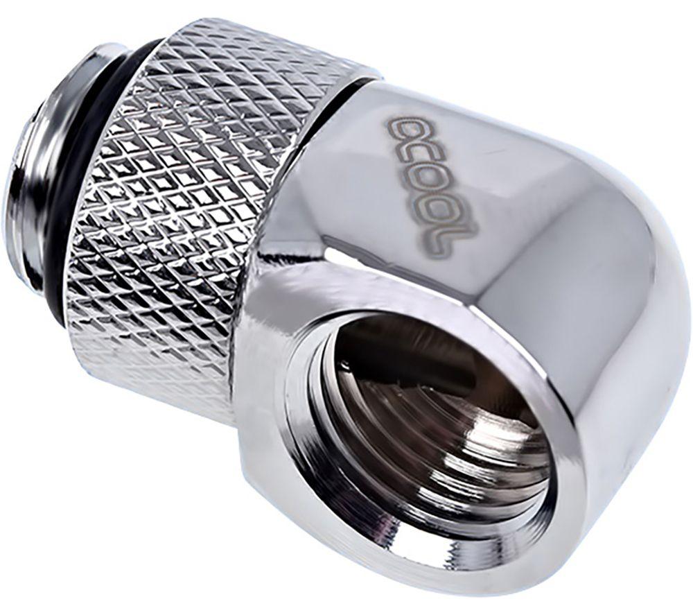 ALPHACOOL Icicle 90 Degree Angled Rotary Fitting - Chrome, Silver/Grey