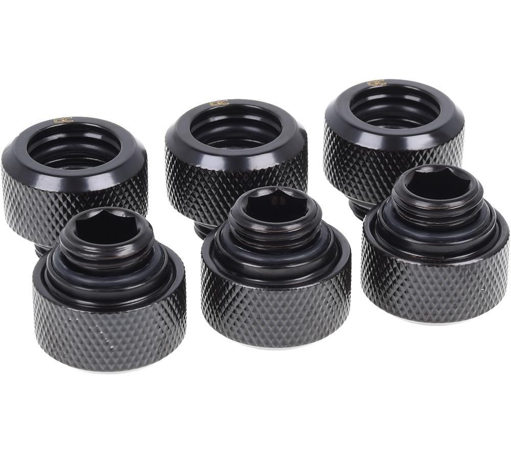 Image of ALPHACOOL Icicle 13 mm Chrome HardTube Compression Fitting - Matte Black, Black