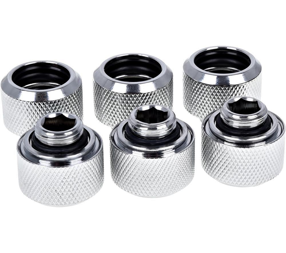 ALPHACOOL Eiszapfen 16 mm Chrome HardTube Compression Fitting - Silver, Silver/Grey