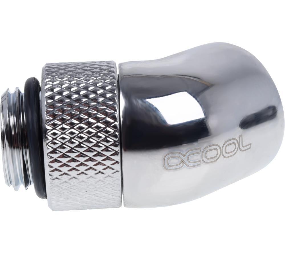 ALPHACOOL Icicle 45 Degree Angled Rotary Fitting - Chrome, Silver/Grey
