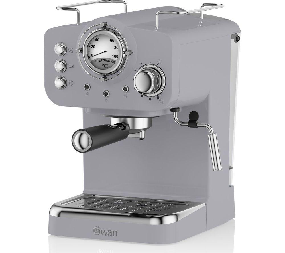 SWAN Retro Pump Espresso SK22110GRN Coffee Machine - Grey, Silver/Grey