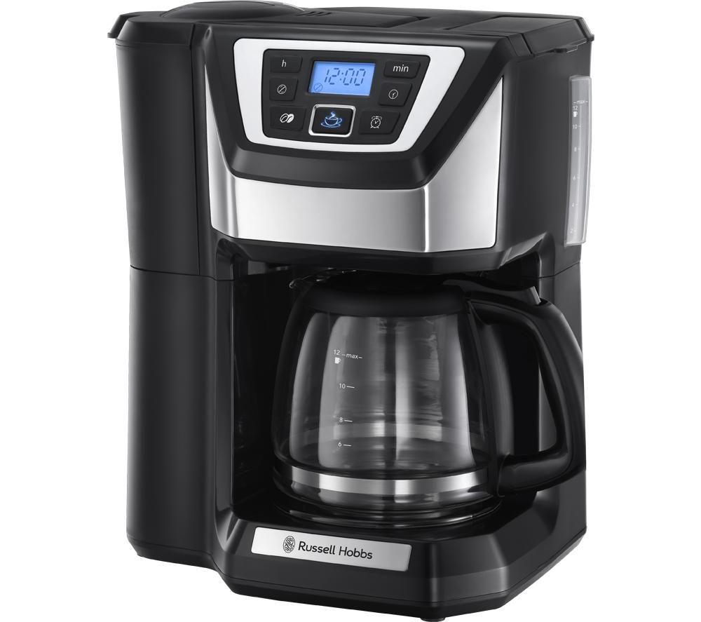 Russell Hobbs Chester 22000 Grind & Brew Filter Coffee Machine - Black & Silver, Black,Silver/Grey