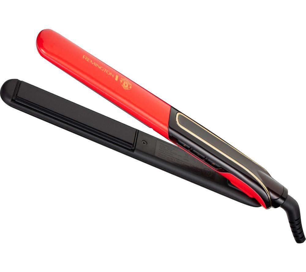 REMINGTON Manchester United Edition S6755 Sleek & Curl Expert Hair Straightener - Red & Black