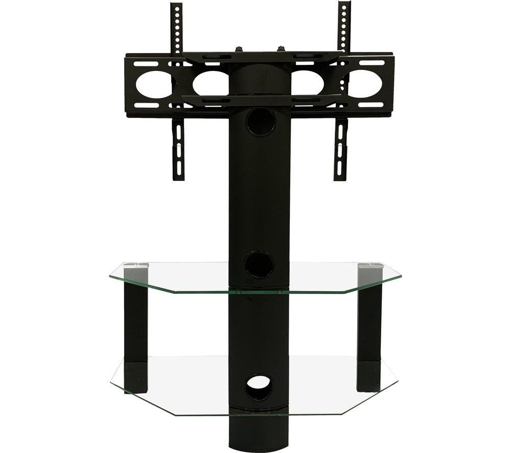 Image of ALPHASON Century 800 mm TV Stand with Bracket - Black, Clear,Black