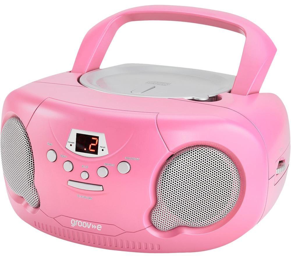 Groov-e GVPS733/PK Portable CD Player Boombox with AM/FM Radio, 3.5mm AUX Input, Headphone Jack, LED Display - Pink & Ladybird First Favourite Tales: The Complete Audio Collection