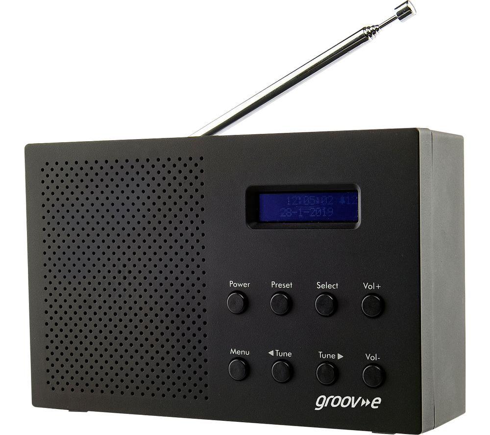 Groov-e GVDR03BK Paris Portable DAB/FB Digital Radio with 20 Preset Stations, LCD Display - Black, 9.0 cm*3.5 cm*19.0 cm & Duracell Plus AA Alkaline Batteries [Pack of 12], 1,5V LR6 MN1500