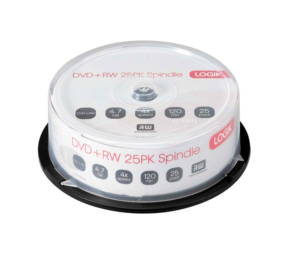 Buy LOGIK 4x Speed DVD+RW Rewritable DVDs Pack of 25 Currys
