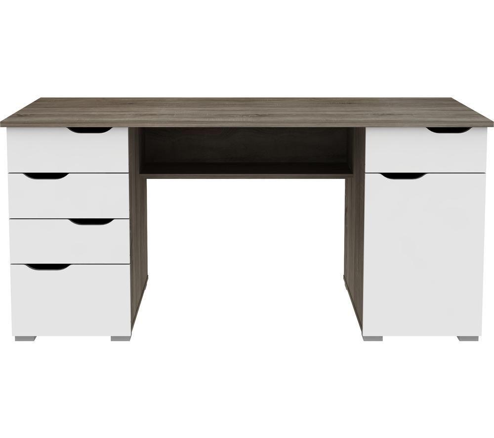 ALPHASON Kentucky Desk - White & Dark Oak