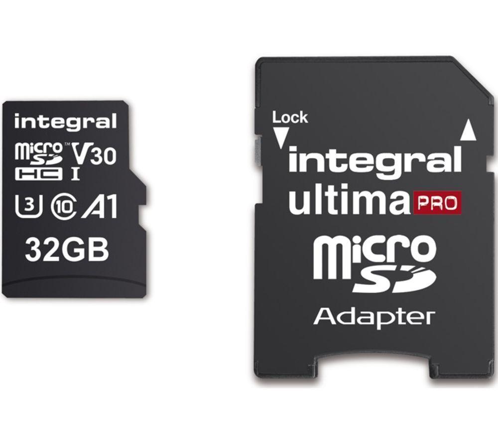 32GB Micro SD Card 4K Ultra-HD Video Premium High Speed Memory Microsdhc V30 UHS-I U3 A1 C10 + Memory card reader USB 3.0, by Integral