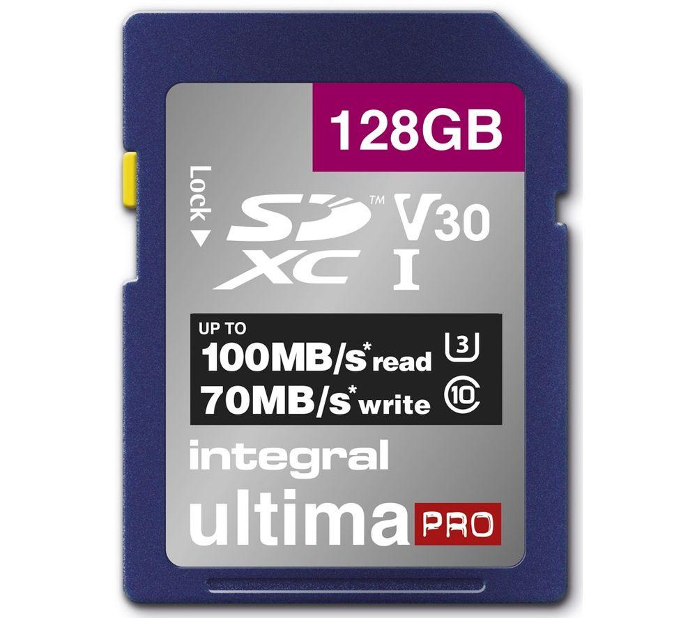 Integral 128GB SD Card 4K Ultra-HD Video Premium High Speed Memory Card SDXC Up to 100MB/s SDXC V30 UHS-I U3 Class 10 SD Memory Card, Black (Pack of 2)