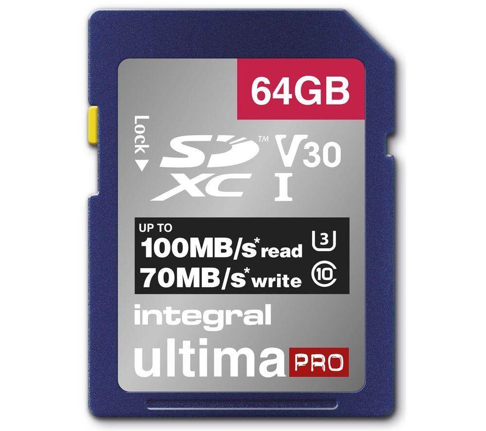 Integral 64GB SD Card 4K Ultra-HD Video High Speed SDXC V30 UHS-I U3 Class 10 Memory Card up to 100MB/s, Color May Vary (Pack of 2)