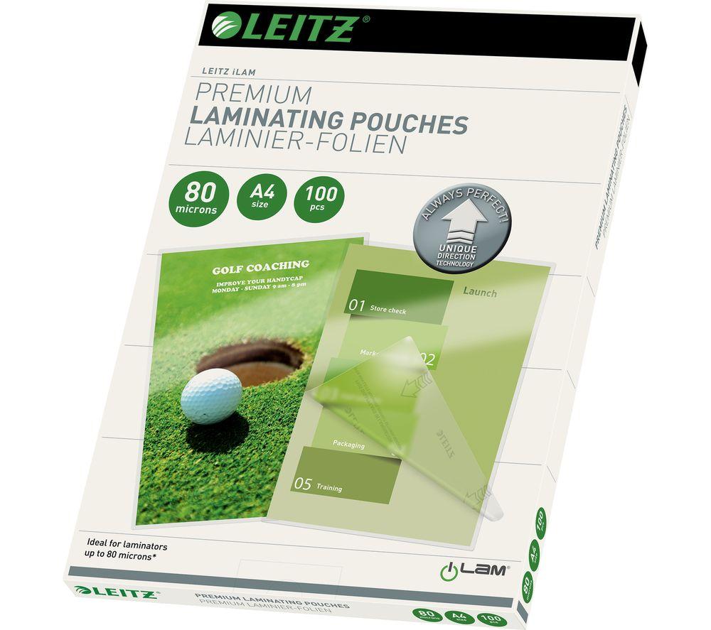 LEITZ iLAM 74780000 80 Micron A4 Laminating Pouches - 100 Pack