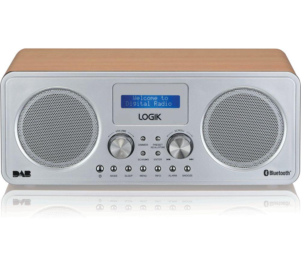 LOGIK L75DAB20 Portable DAB? Bluetooth Radio - Silver & Wood, Brown,Silver/Grey