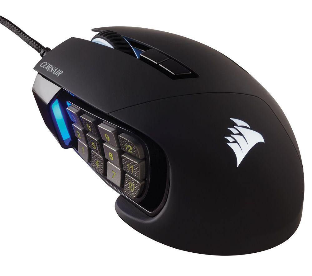 CORSAIR SCIMITAR RGB ELITE Wired MOBA/MMO Gaming Mouse – 18,000 DPI – 17 Programmable Buttons – iCUE Compatible – PC, Mac, PS5, PS4, Xbox – Black