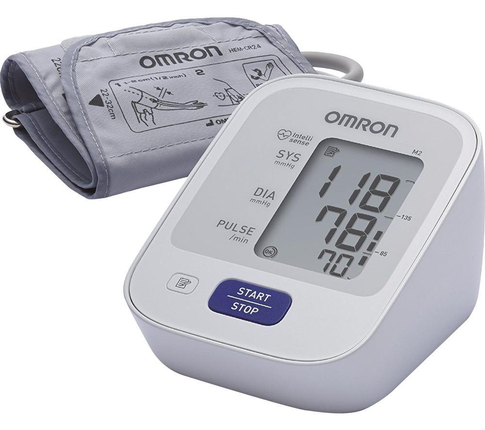 OMRON M2 Upper Arm Blood Pressure Monitor - Grey & White, White,Silver/Grey