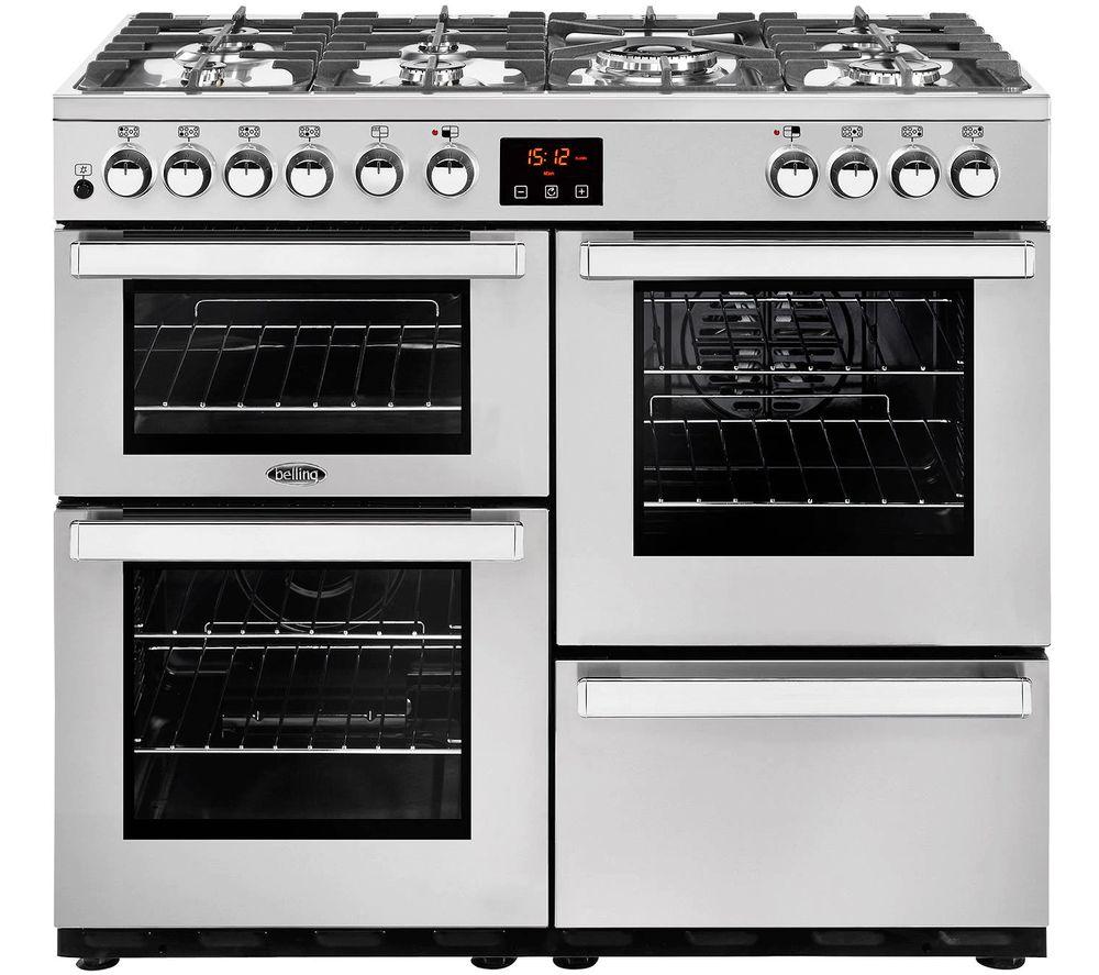 BELLING Cookcentre 100DFT Dual Fuel Range Cooker – Stainless Steel, Stainless Steel