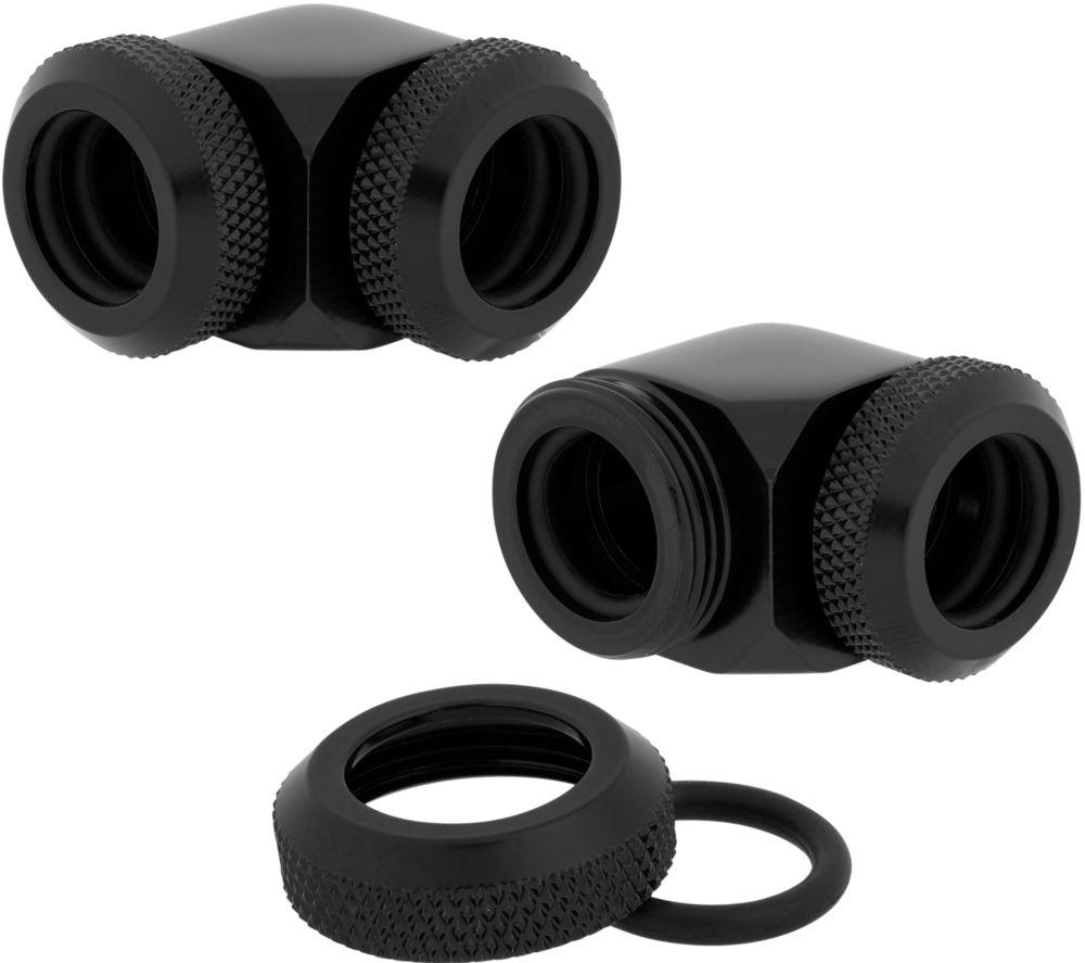CORSAIR Hydro X Series XF 90� Compression Fitting - 12 mm, Black, Pack of 2, Black