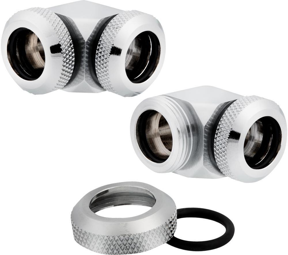 CORSAIR Hydro X Series XF Hardline 90&deg; 12 mm Fitting - Chrome, Pack of 2 image number 4 of 8