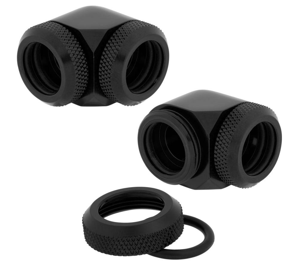 CORSAIR Hydro X Series XF 90� Compression Fitting - 14 mm, Black, Pack of 2, Black