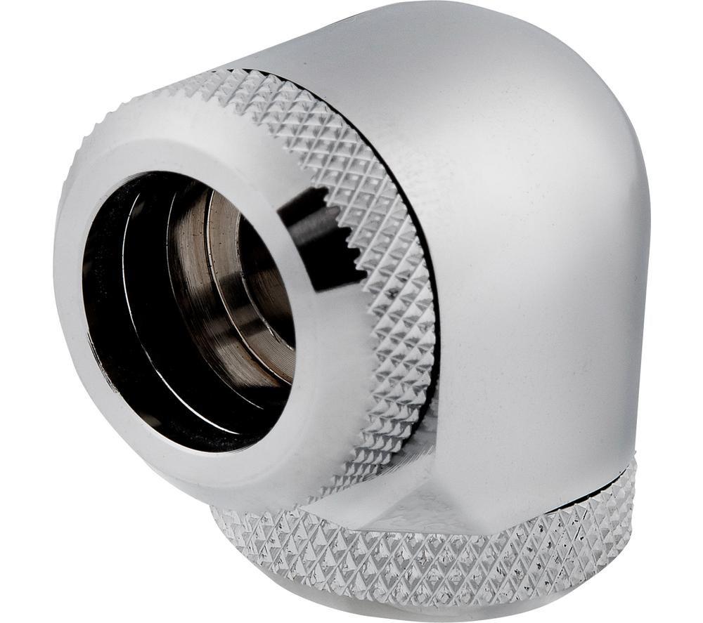 CORSAIR Hydro X Series XF Hardline 90° 14 mm Fitting - Chrome, Pack of 2, Silver/Grey