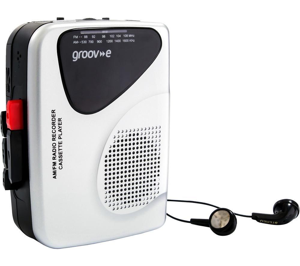 Image of Groov-E Retro GV-PS525 Personal Cassette Player & Recorder - Silver, Silver/Grey