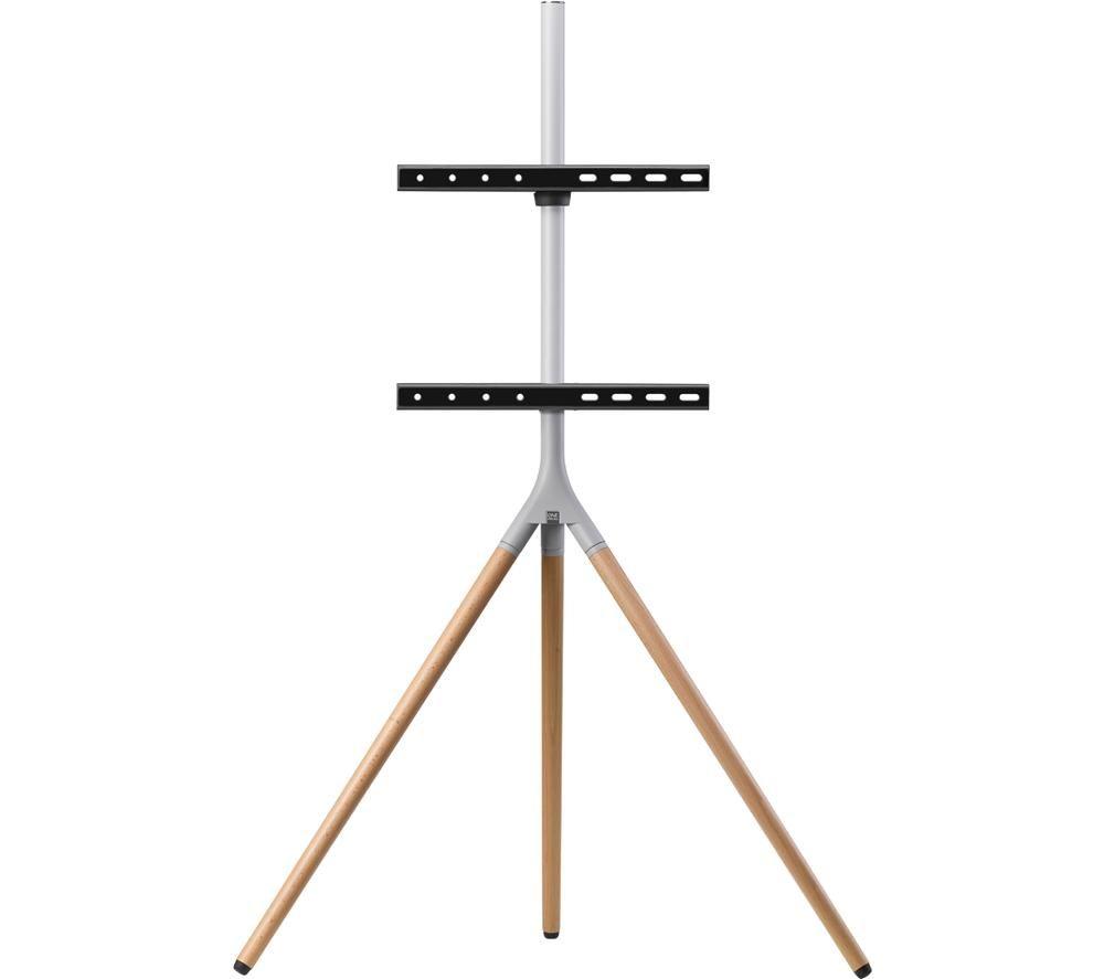 One For All WM 7472 Tripod 873 mm TV Stand with Bracket - Oak & Silver Grey, Silver/Grey,Brown